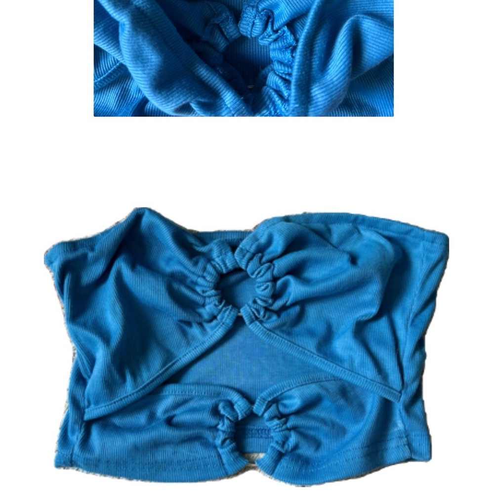 Blue Ruched Tube Top